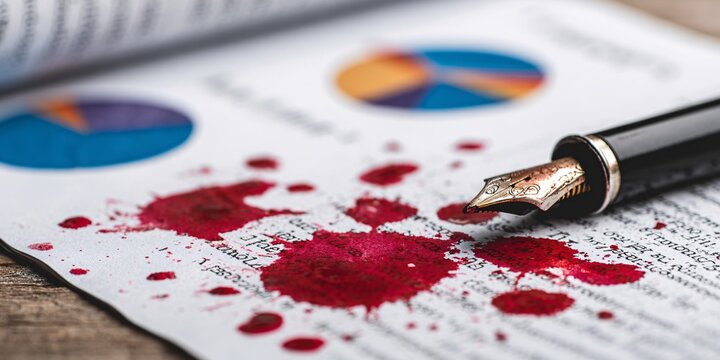 blood splatter forensic document with pen writing evidence concept