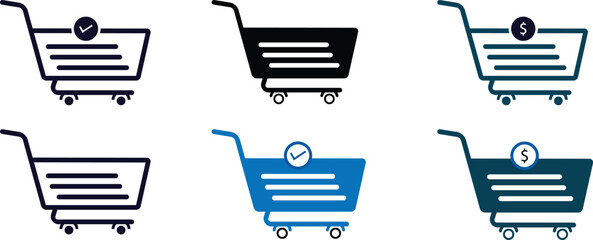 Set of shopping cart icons for online store e-commerce design Vector © Saddam231