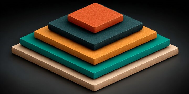 stacked foam blocks colorful 3d isometric background for design and branding concepts