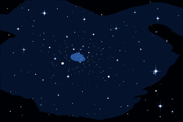 starry night sky illustration with nebula and sparkling stars © SreeDulal