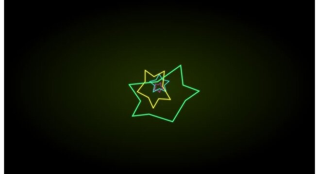 Neon star tunnel abstract motion animation