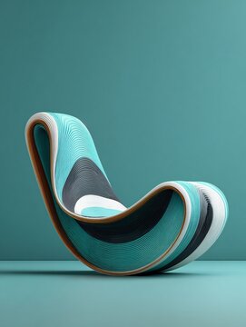 3d paper art wave loop abstract sculpture with turquoise and teal color background