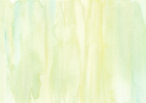 Abstract Light Green and Yellow Watercolor Background with Vertical Flowing Texture