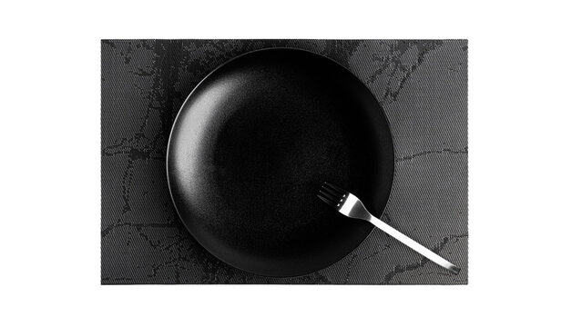 Sign language with cutlery. A plate with cutlery isolated on a white background. Plate, knife, fork on a white background.