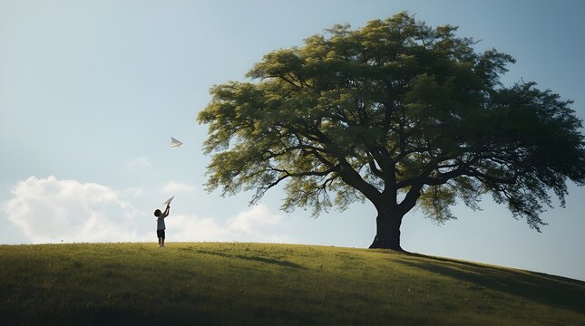 Child flaying a paper airplane