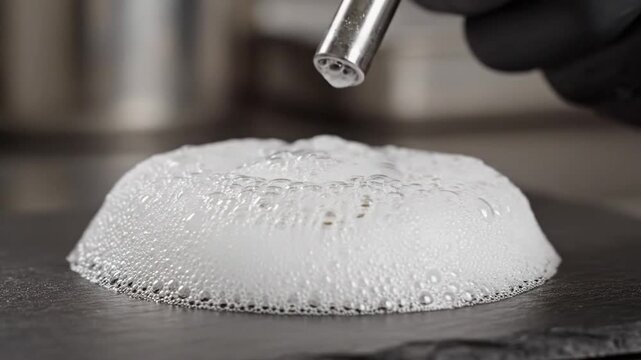 Delicate culinary foam creation from fresh ingredients