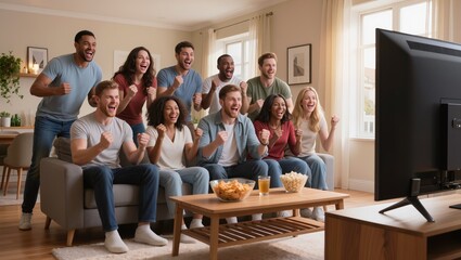 Fototapeta premium Fans watching TV