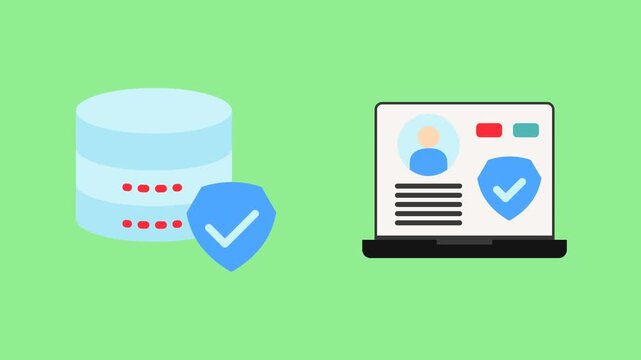 Cyber Security 2D Objects Flat Color Animation Icon. Motion Graphic Authentication, Database Security. Cartoon 4K Video, Transparent Alpha Channel. Editable Animated Icon On Greenscreen Background
