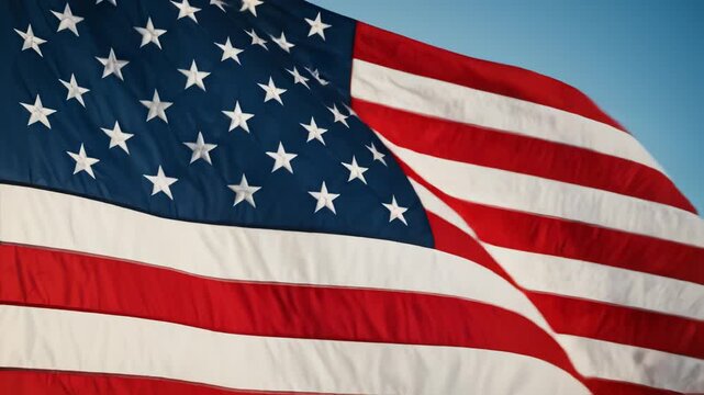 American flag waving in the sky ideal for sleek commercial backgrounds and title sequences