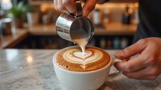 Creating Beautiful Latte Art in a Coffee Cup