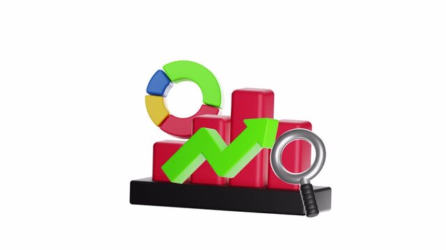 3d looping ui icon symbolizing business data analysis. Suitable for presentations, reports, websites, and marketing materials needing data analysis visuals.