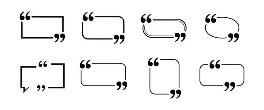 Quote box frame set featuring blank quotation bubble collection