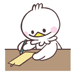 短冊を描く白い鳥のイラスト © おひさまストック