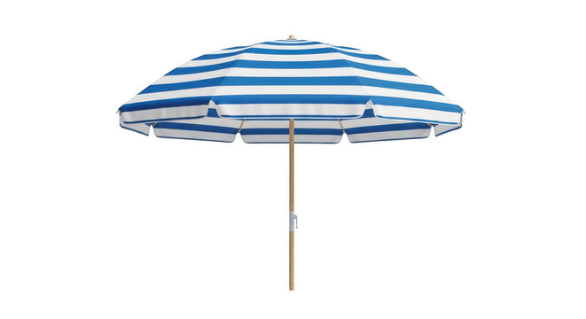 Blue and white striped beach umbrella