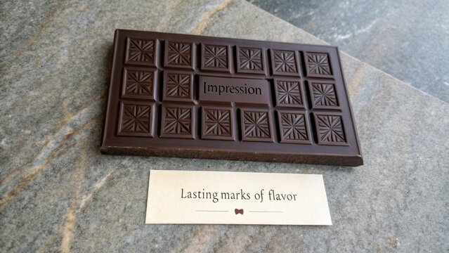Dark Chocolate Bar with Intricate Pattern and Label