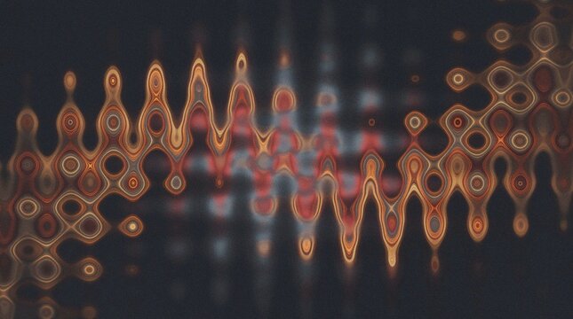 Retro digital glitch frequency pattern distorted waves blue orange colorful noise background