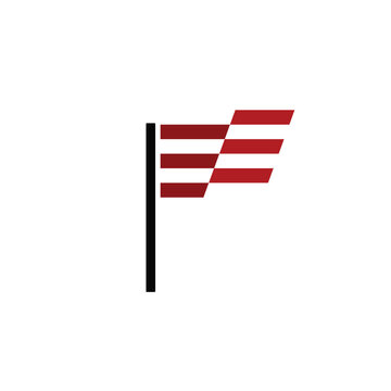 Modern Red Striped Flag Logo Design Vector