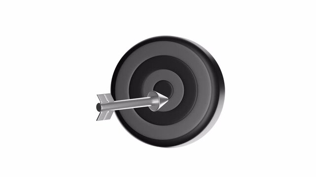 3d looping ui icon target achieved with a precise arrow hit. Perfect for successful business concepts, achievement illustrations, and goal accomplishment visuals.