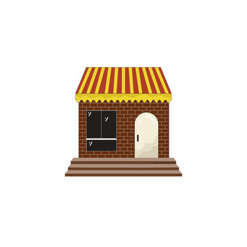 Modern storefront building with awning illustration