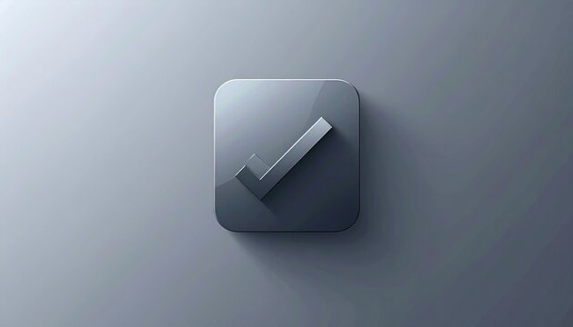 3d checkmark icon on minimalist gray surface for productivity and success concept