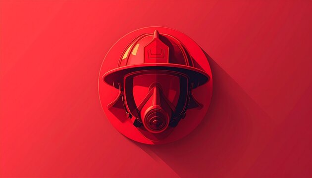 modern firefighter helmet on vibrant red background for safety awareness