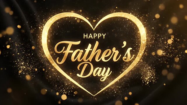Glittering heart shape with fathers day greeting on dark background