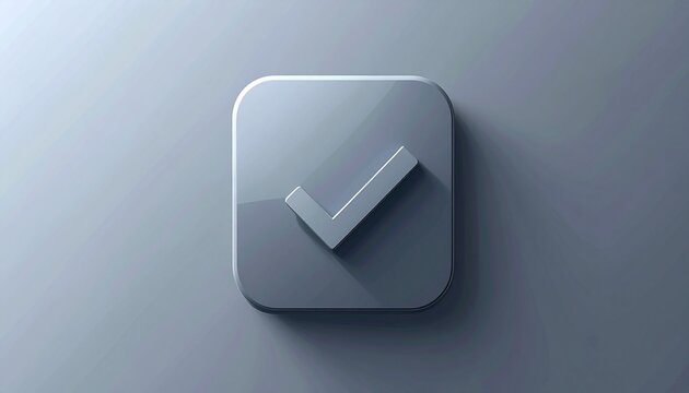 3d checkmark icon on minimalist gray background for productivity and success
