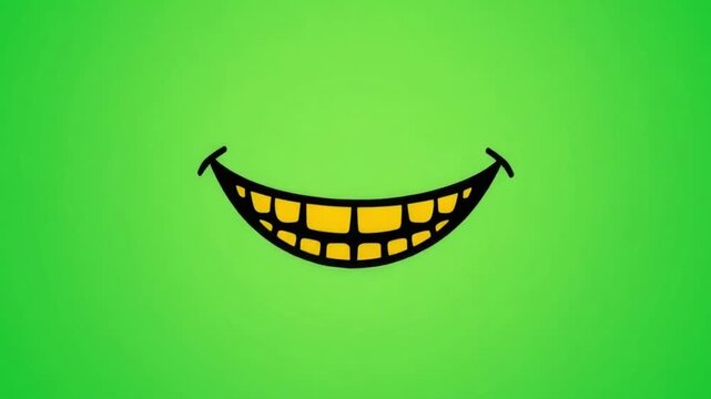 3D Cartoon Smile Mouth on Green Screen Animation
