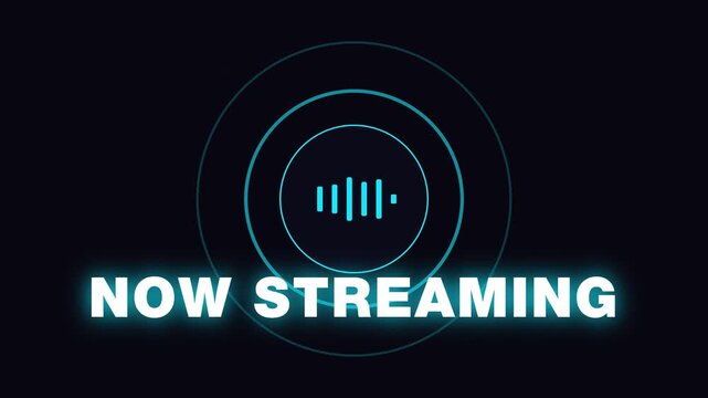 Now Streaming Animated Text with Glowing Equalizer Motion Graphic