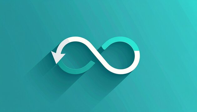 3d infinity loop arrow icon on teal gradient background for sync concept