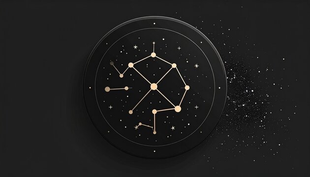 futuristic clock with glowing star constellation network on dark background