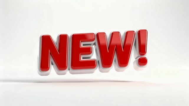 Glossy red 3D new text animation on minimalist white background for modern advertising and branding