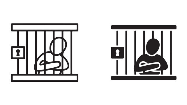 Prisoner Icon Design Minimalist Jail Cell Bars for Law Justice and Criminal System Concepts