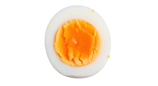 Half cut boiled egg with runny yolk