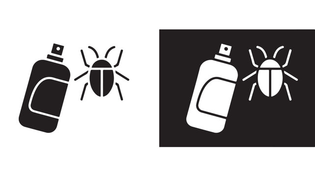 Pest Control Insecticide Bug Spray Minimalist Vector Icon Set Extermination Graphic