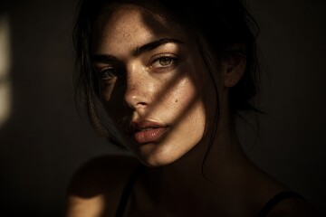 Fototapeta premium Artistic Portrait with Dramatic Shadow Lighting
