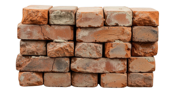 Stack of old red bricks
