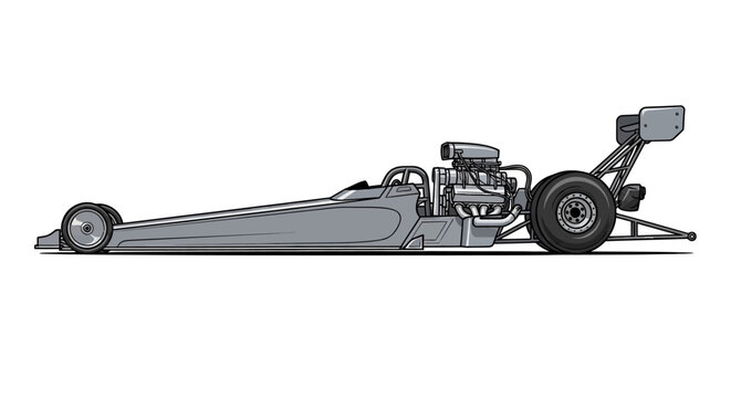 Top Fuel Dragster Racing Car Illustration Side View