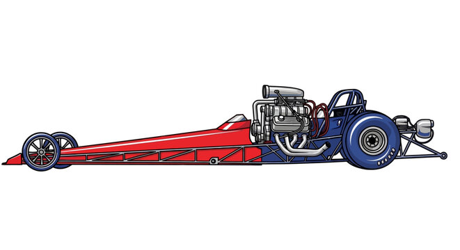 Red and Blue Top Fuel Dragster Race Car Vector Illustration