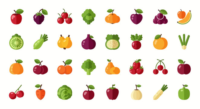 Variety of colorful fruit icons.