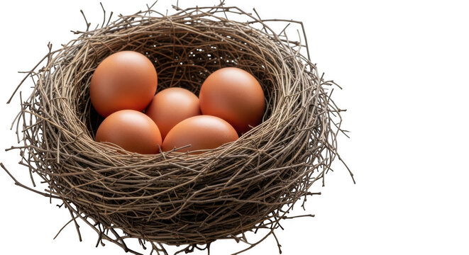 Bird nest with brown eggs