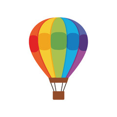 Fototapeta premium Colorful Rainbow Striped Hot Air Balloon Illustration.