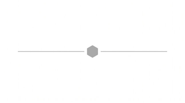 Minimalist geometric divider line with hexagon center, clean horizontal separator on white background, modern graphic design element for web layout