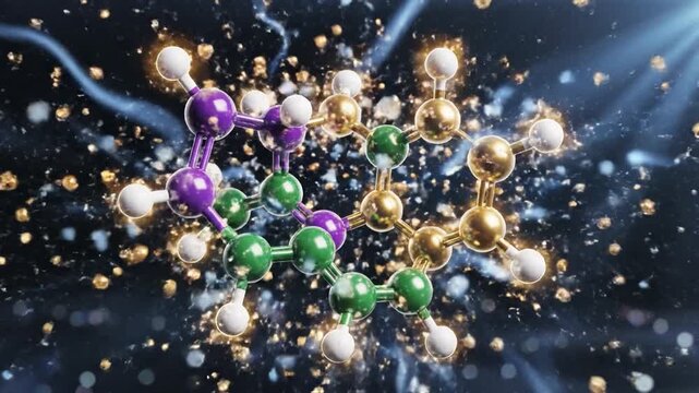 Abstract Visualization of Molecular Bonding and Chemical Reactions Amidst Cosmic Energy Burst