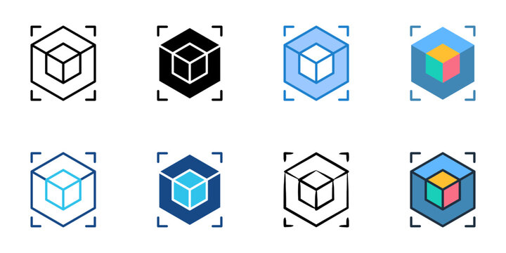 3D modeling icons set multiple style collection. Editable stroke 
