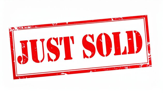 Red rectangular stamp bold JUST SOLD text completion