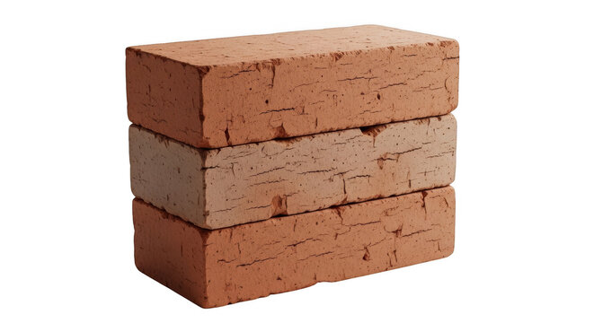 Stack of red bricks with mortar