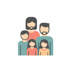 Obraz premium Flat vector illustration of a diverse family group icon.
