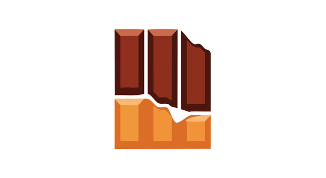 A vector illustration depicts a partially eaten candy bar. The design uses rectangular shapes and a contrasting color palette