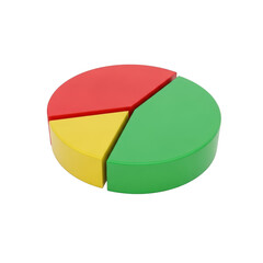 Fototapeta premium A colorful pie chart divided into three distinct sections with different colors.